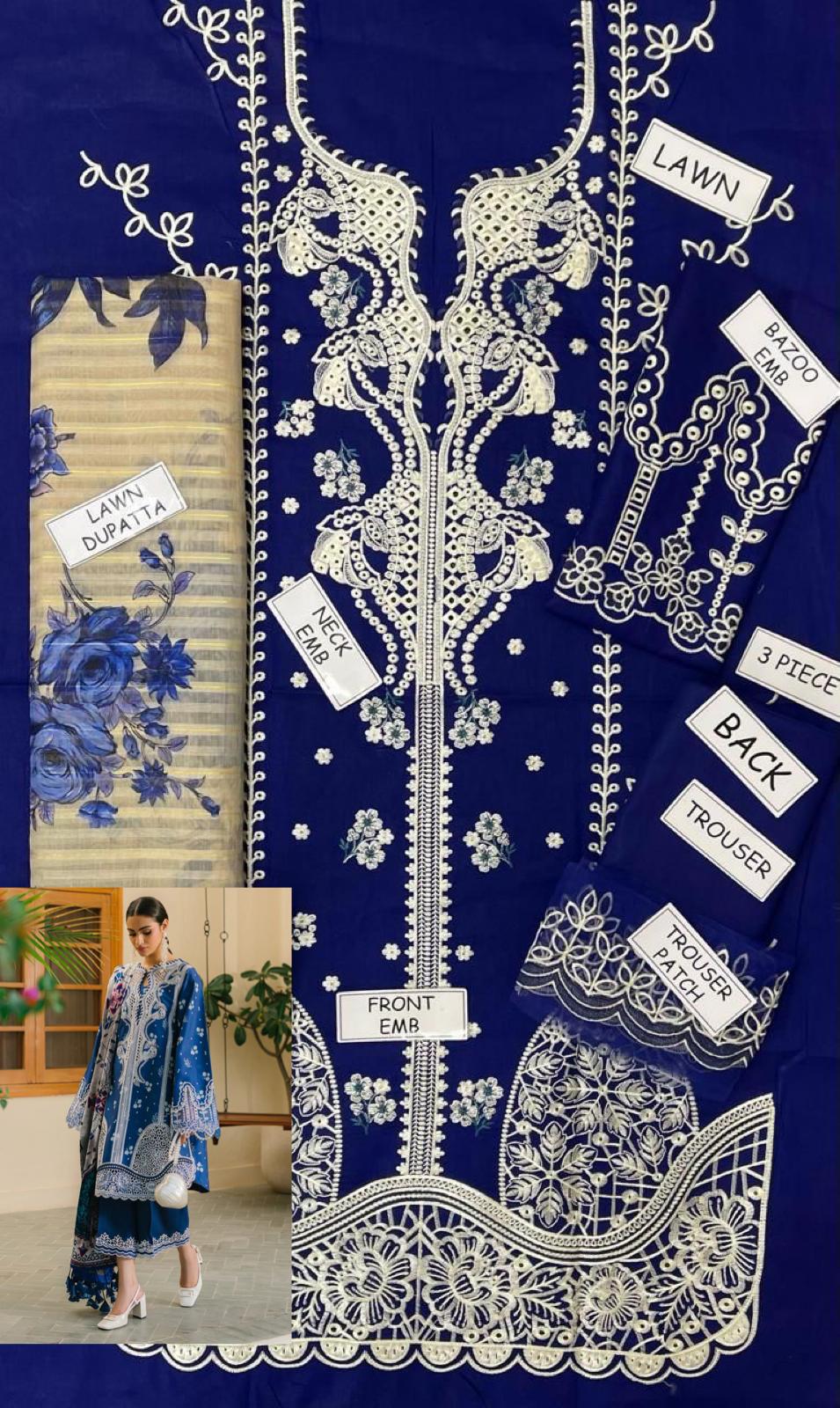 Embroidered Lawn 3 Piece Unstitched OLIVIA