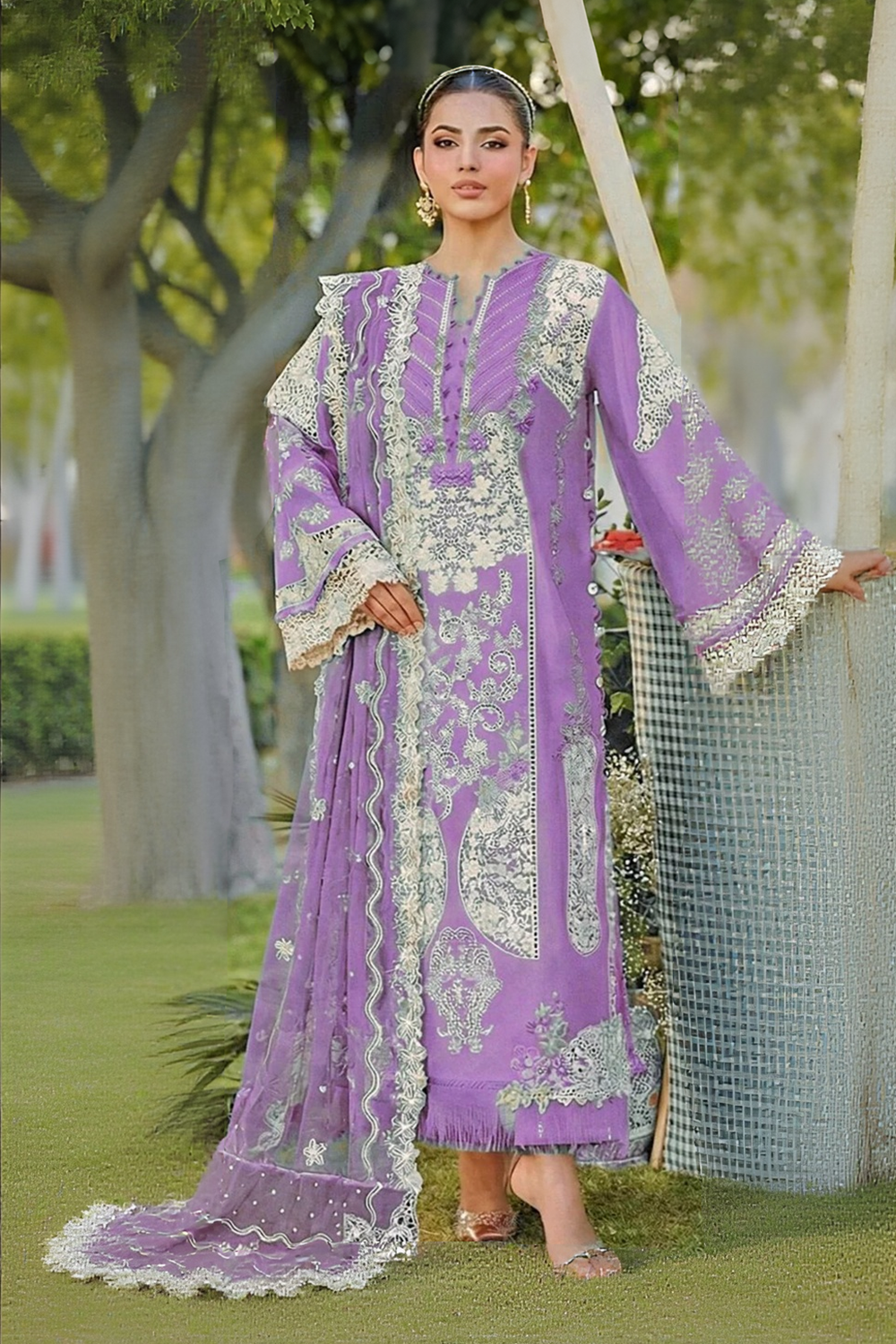Elaf Lavender Chikankari Luxury  Embroidered Unstitched 3 Piece