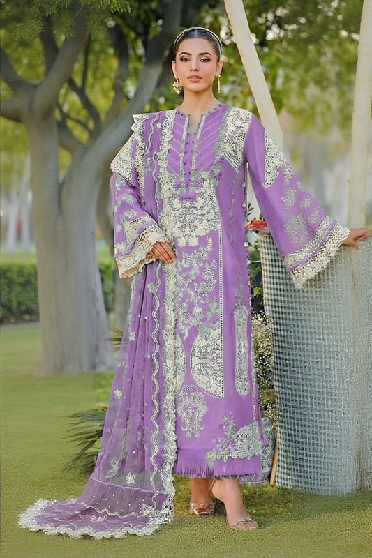 Elaf Lavender Chikankari Luxury  Embroidered Unstitched 3 Piece