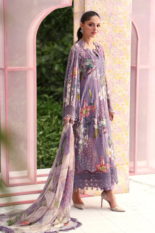 Maria B Floral Purple Luxury Embroidered  3 Piece Suit