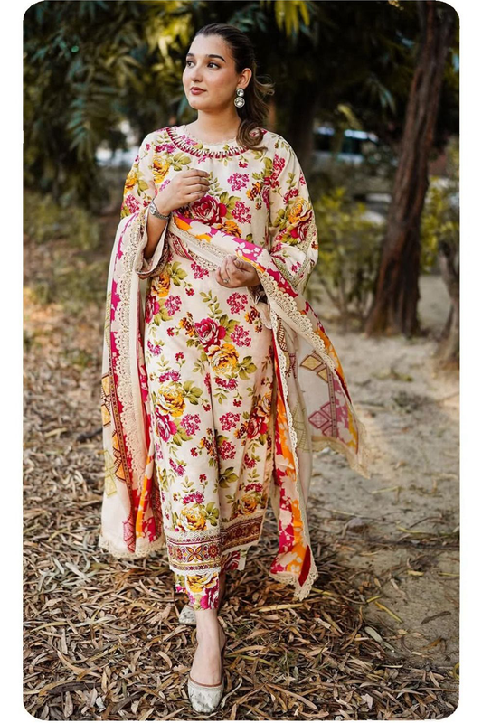 Aneelas Skin Unstitched 3 Piece Suits Luxury Lawn