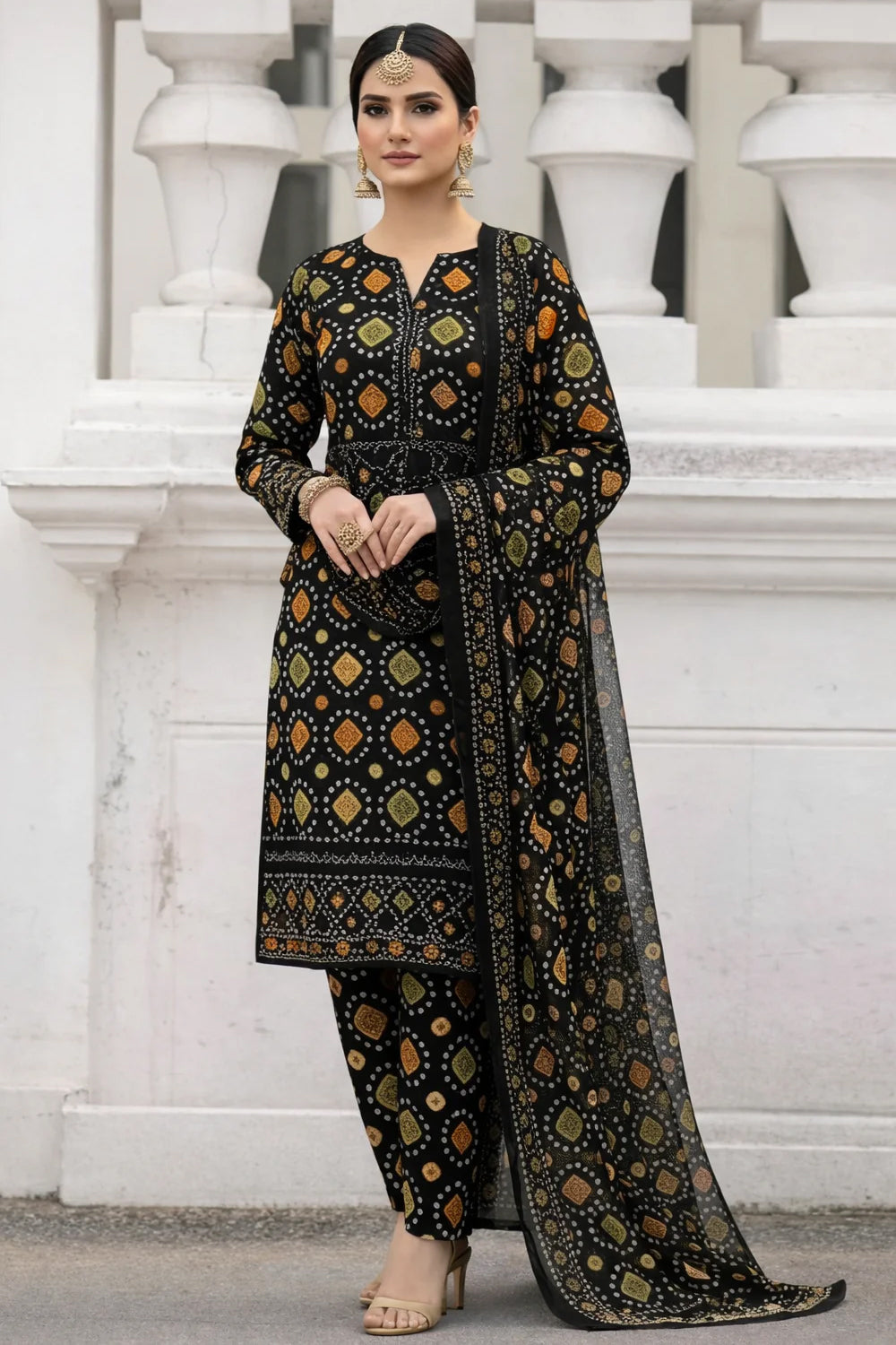 Aneelas Green Chunri Unstitched 3 Piece Luxury Lawn