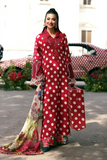 Maria.B Red Polka Dot Digital Printed 3 Piece Suit