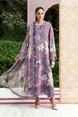 Maria B Floral Purple Luxury Embroidered  3 Piece Suit