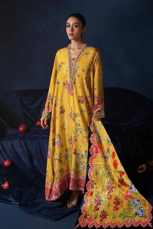 Ammara Festive yellow Pure Digital Swiss Lawn 3 Piece Suit
