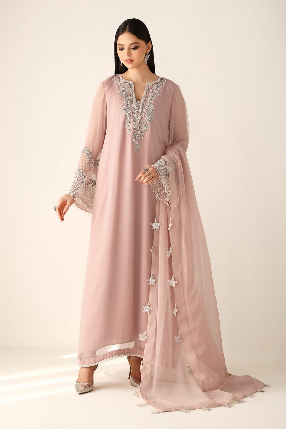 Baroque Pink Luxury Chiffon 3 Piece Suit