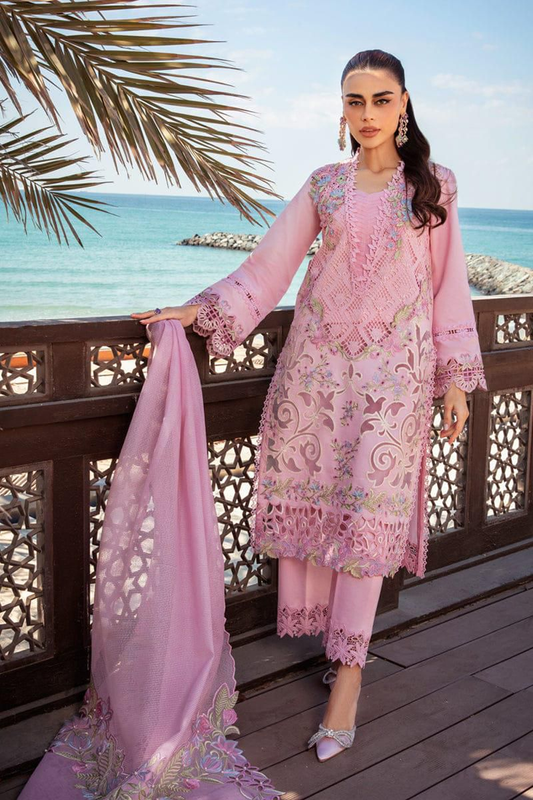 Rand Rasiya Baby Pink Luxury Embroidered 3 Piece Suit