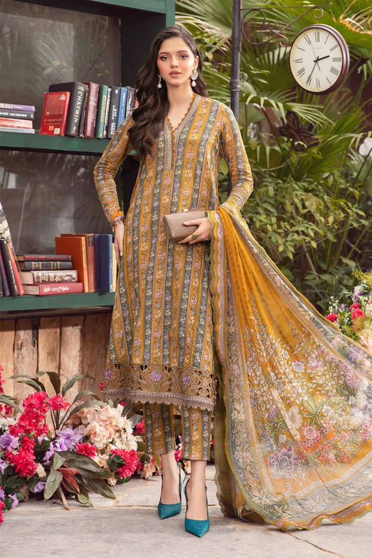 Maria B PRINT LAWN Yellow 3-piece Suit