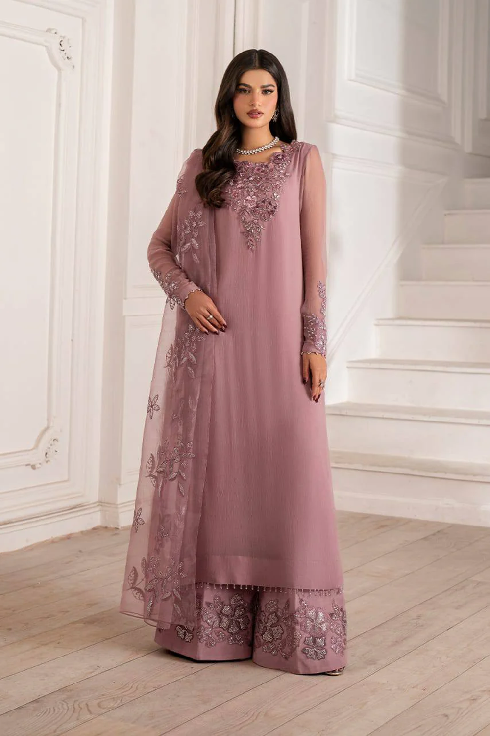 Iznik Pink Exclusive Chiffon 3 Piece Suit