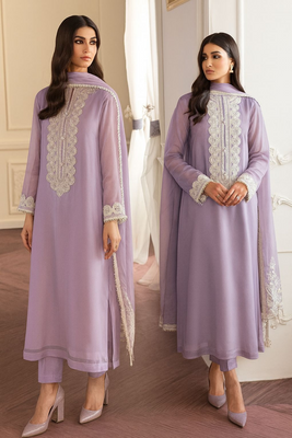 Baroque Purple Luxury Chiffon 3 Piece Suit