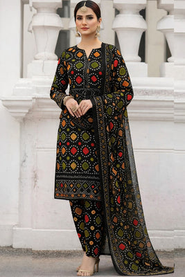 Aneelas Black Chunri Unstitched 3 Piece Luxury Lawn