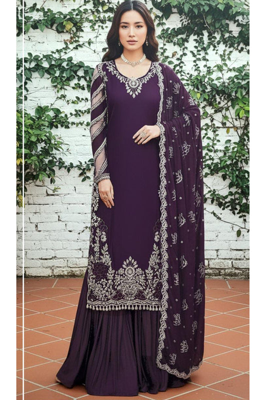 Maria B Purple Luxury Chikankari Embroidered 3-Piece suit