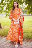 Aneelas Orange Luxury Lawn Unstitched 3 Piece Suit