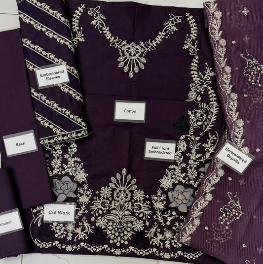 Maria B Purple Luxury Chikankari Embroidered 3-Piece suit