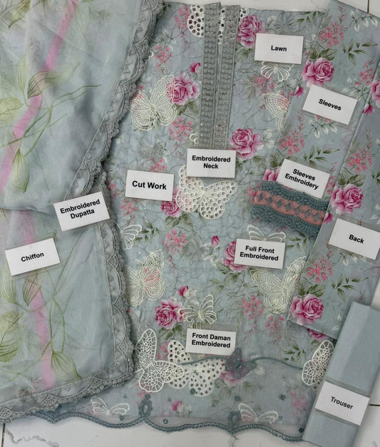 Maria B Pure White Luxury Lawn 3 Piece Suit