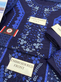 Mahnoor Navy Blue Embroidered 3-Piece Suit