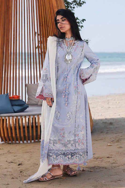 Qalamkar Bluish Luxury Embroidered Lawn 3-piece Suit