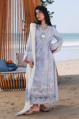 Qalamkar Bluish Luxury Embroidered Lawn 3-piece Suit