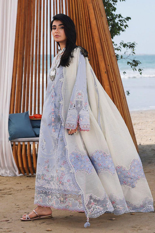 Qalamkar Bluish Luxury Embroidered Lawn 3-piece Suit