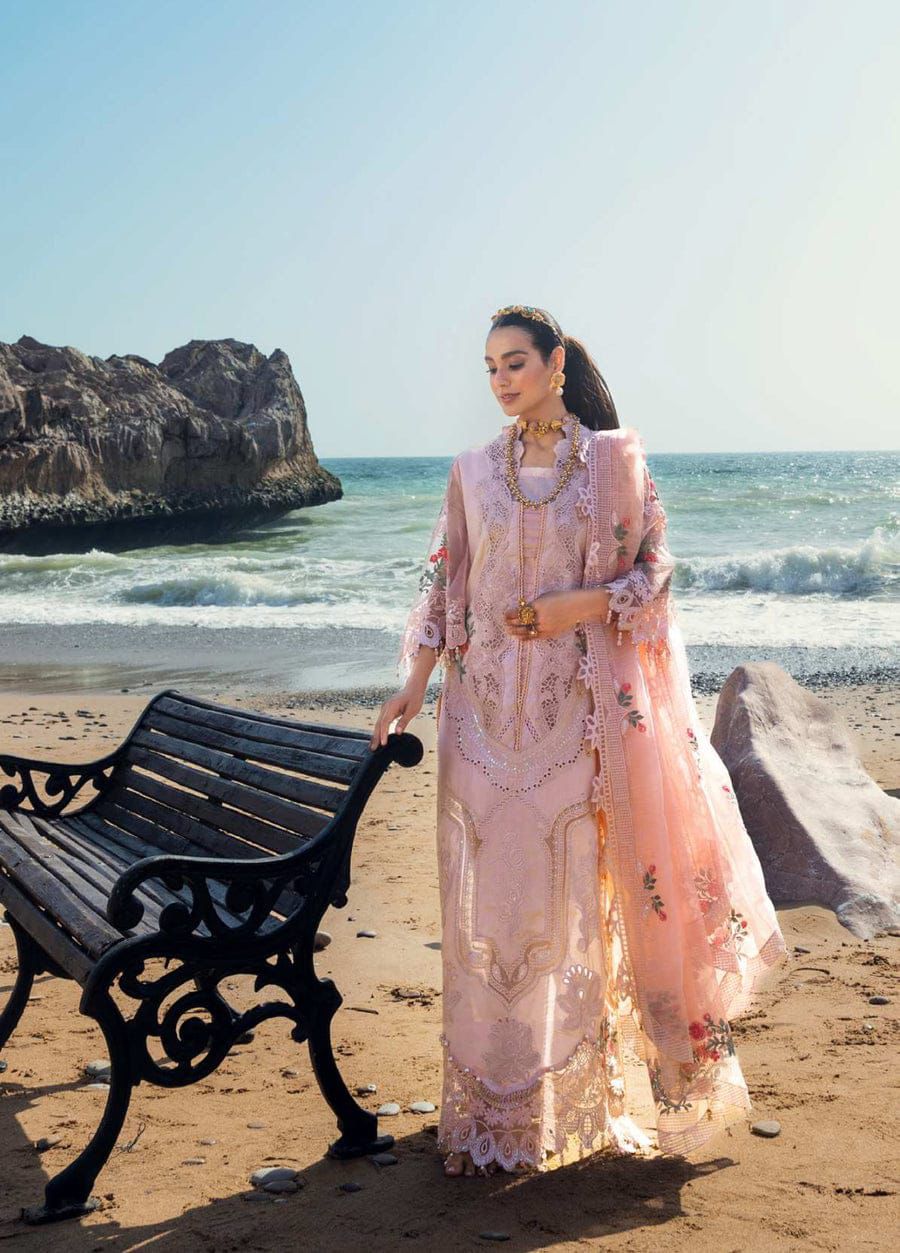 Mahiman by Al Zohaib Pink luxury embroidered 3-piece suit
