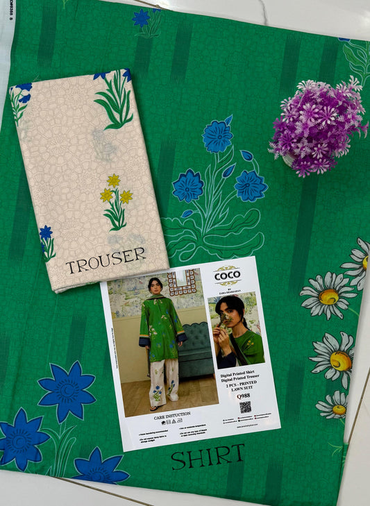 Coco By Zara Shahjahan Green 2 piece suit
