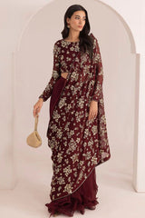 Jazmin Maroon chiffon saree