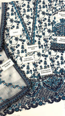 Faiza Saqlain Luxury Blue & White Maaxi