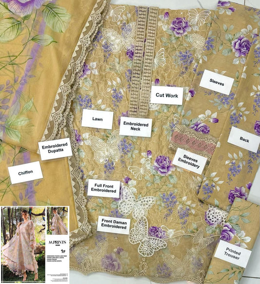Maria B Embroidered Butterfly Lawn 3 piece suit