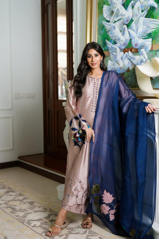 Faiza Rehman Luxury 3-piece Suit with Navy Dupatta