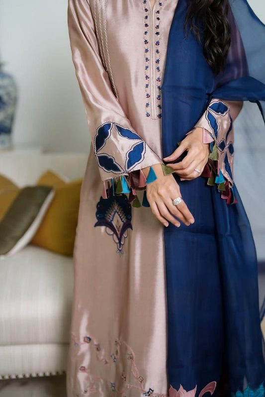 Faiza Rehman Luxury 3-piece Suit with Navy Dupatta