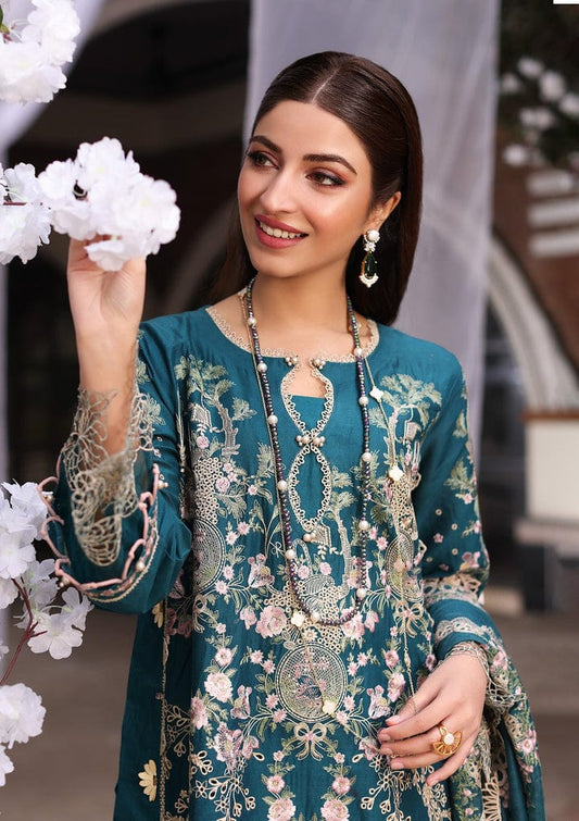 Kahf Luxury Teal Lawn 3-Piece Suit