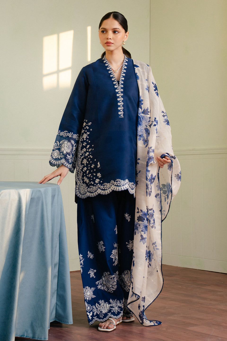 Coco By Zara Shahjahan Luxury Navy Blue 3-Piece Suit
