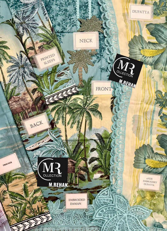 Maria B - Blue Safari Scape 3-Piece Suit