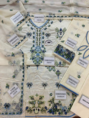 Mahnur Luxury Off-White Lawn 3-Piece Suit