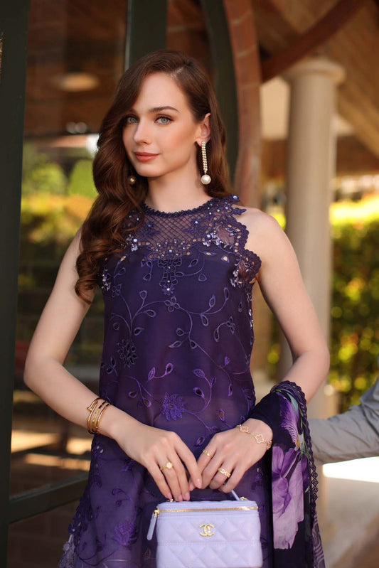 Noor By Saadia Luxury Purple 3-Piece Formal Suit