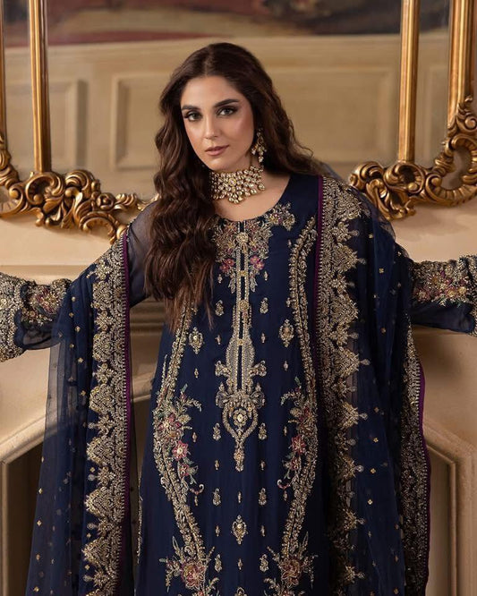 Charizma Luxury Navy Blue  3-Piece Formal Suit