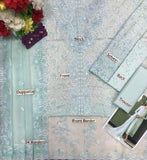Qalamkar Luxury Ice Blue 3-Piece Festive Suit