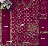 Haris Shakeel Deep Plum Heavily Embellished Lehenga Set