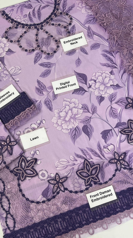 Mushq Purple Luxury Lawn Collection Replica