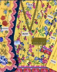 Ammara Festive yellow Pure Digital Swiss Lawn 3 Piece Suit