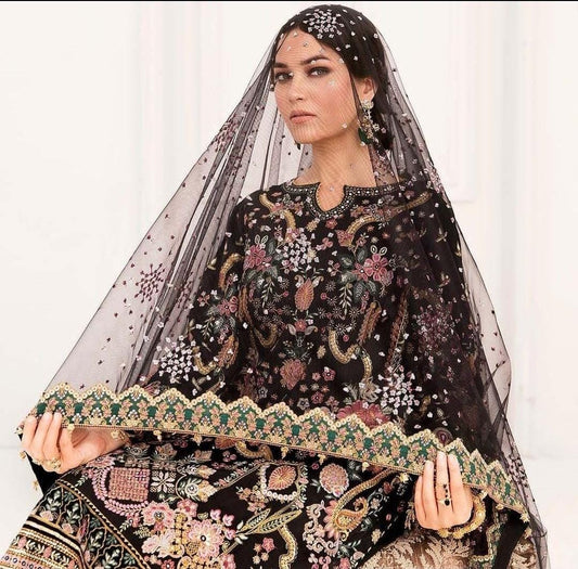 Baroque Black Heavy Embroidered Lawn 3 Piece Suit