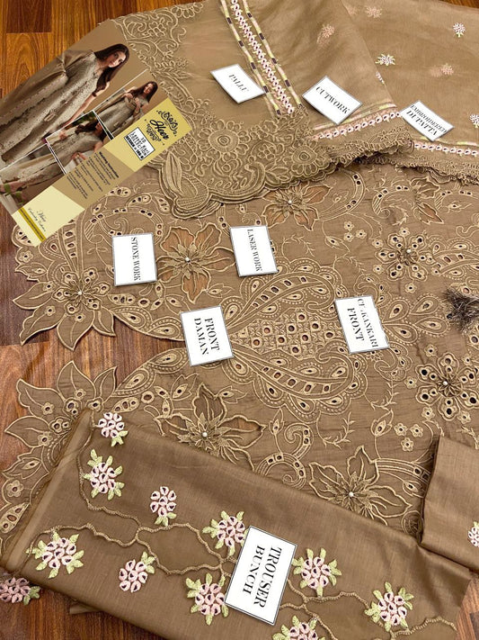 Bin Ilyas Luxury Embroidered Lawn 3 Piece Suit