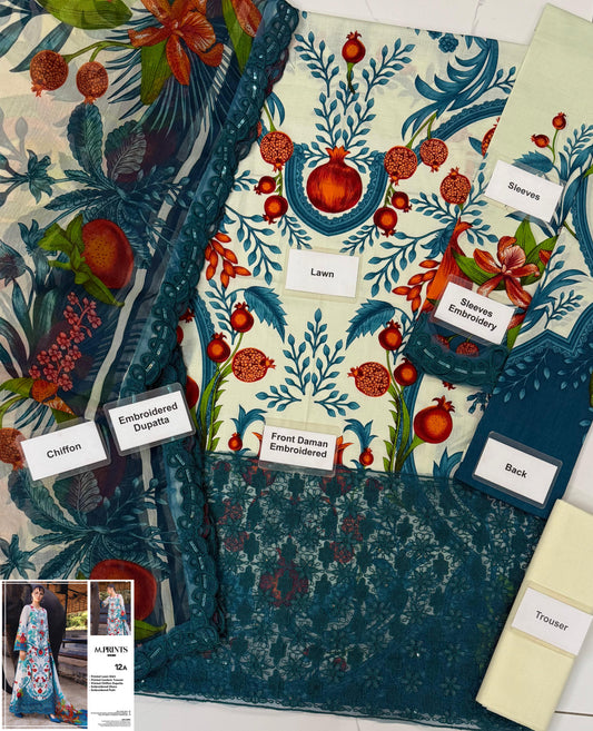 Maria B Printed Embroidered Lawn 3 Piece Suit