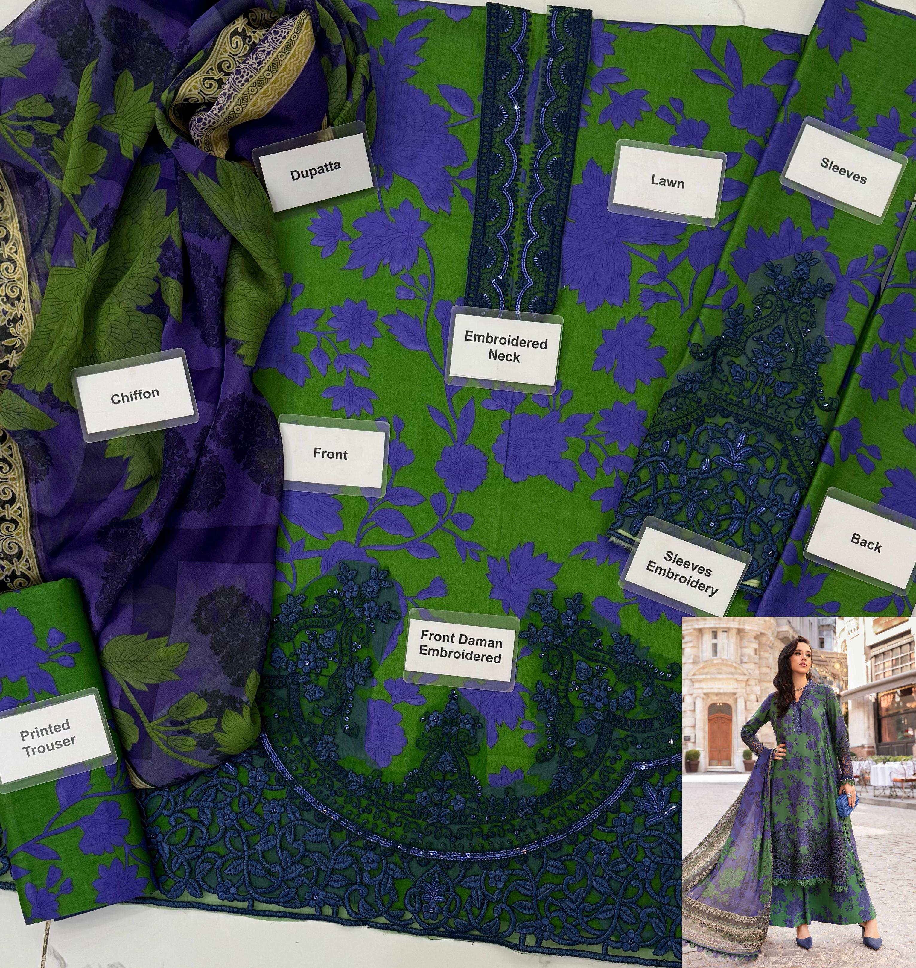 Embroidered Lawn 3 Piece Unstitched MPT-2309-B