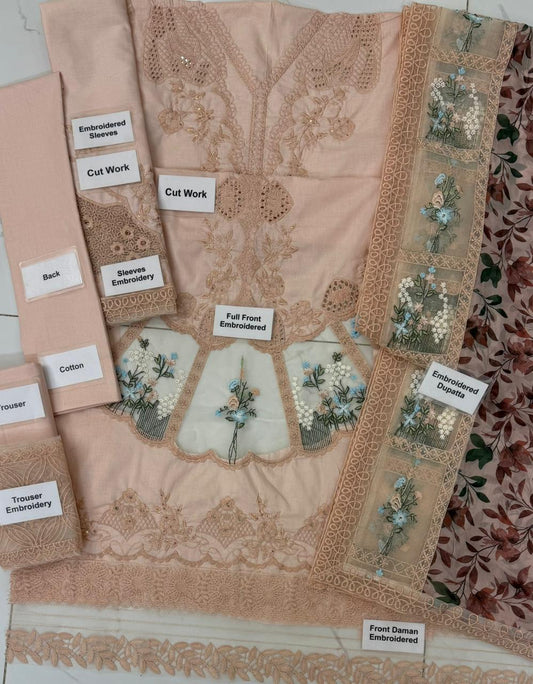Crimson Luxury Unstitched Chikankari Embroidered 3-Piece Suit