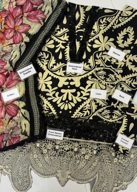 Maria B Embroidered Lawn 3 Piece Suit