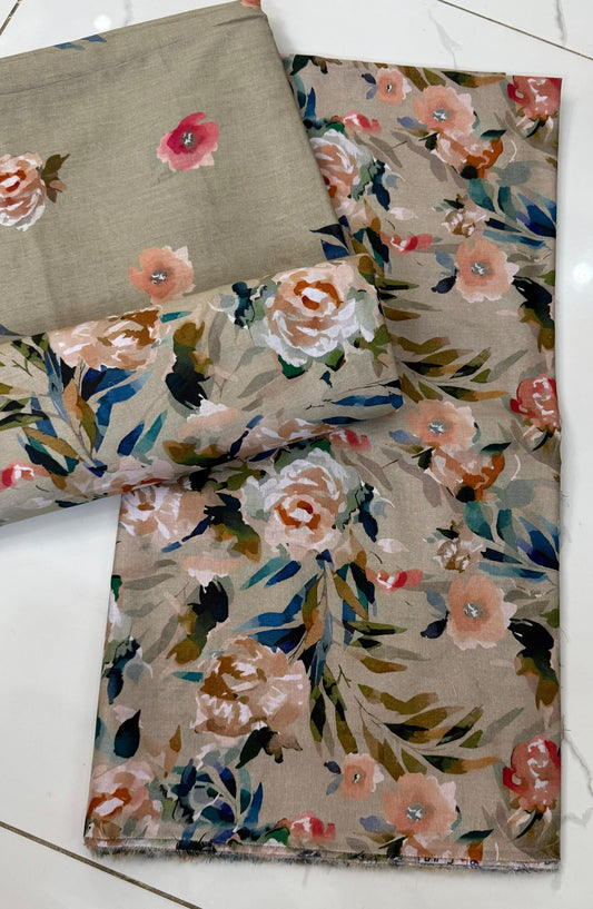 Floral Unstitched Casual Wear All Over 3 Piece Collection