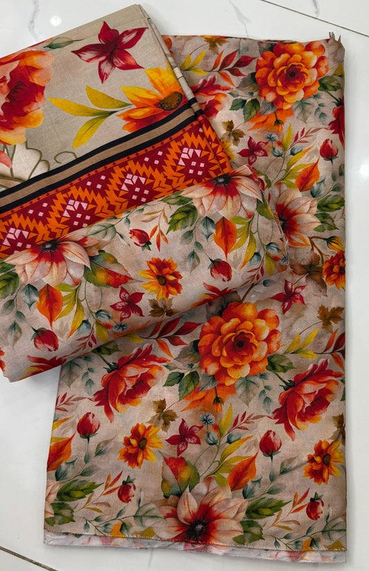 Floral Unstitched Casual Wear All Over 3 Piece Collection