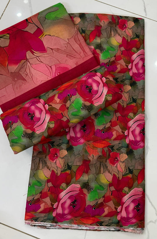 Floral Unstitched Casual Wear All Over 3 Piece Collection