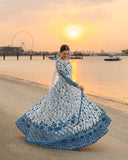 Faiza Saqlain Luxury Blue & White Maaxi